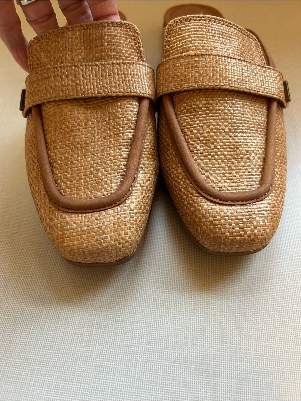 TOMS Tan Raffia Slip-On Mules - Picture 6 of 8